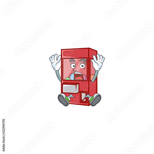 A picture of toy claw machine cartoon design with shocking gesture