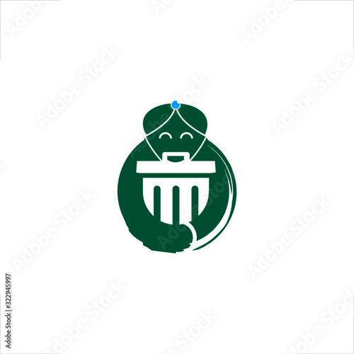 guru logo hugging trash can design