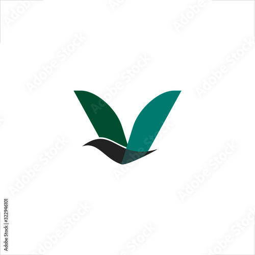 V letter logo bird design