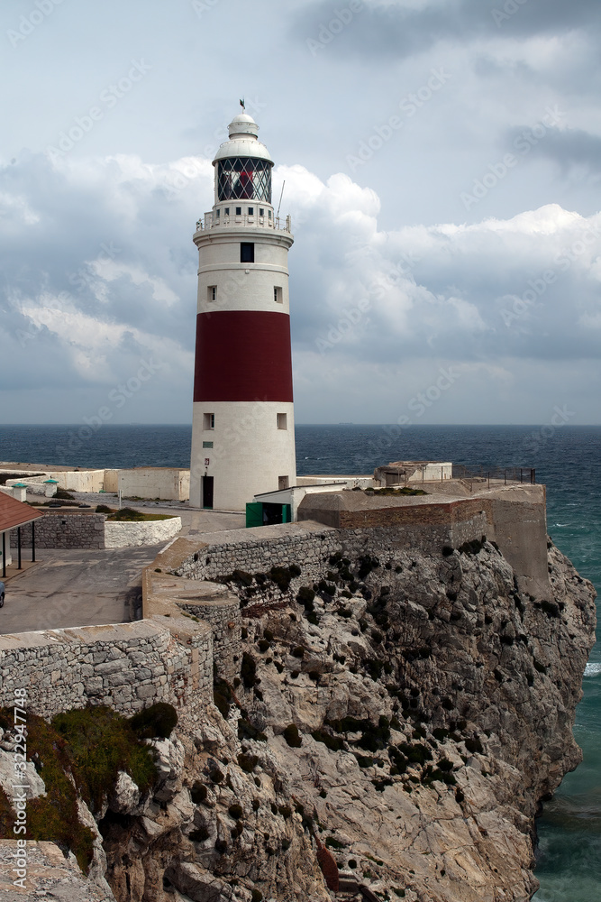 Gibraltar, view of lighthouse on an overcast day
