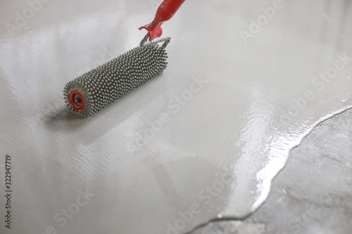 Fill screed floor repair and furnish, shallow dof