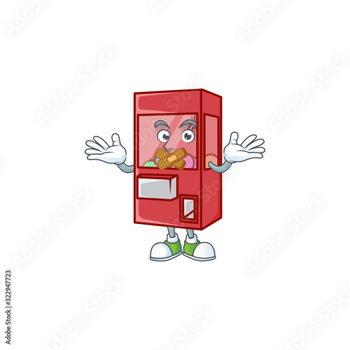 mascot cartoon character design of toy claw machine making a silent gesture