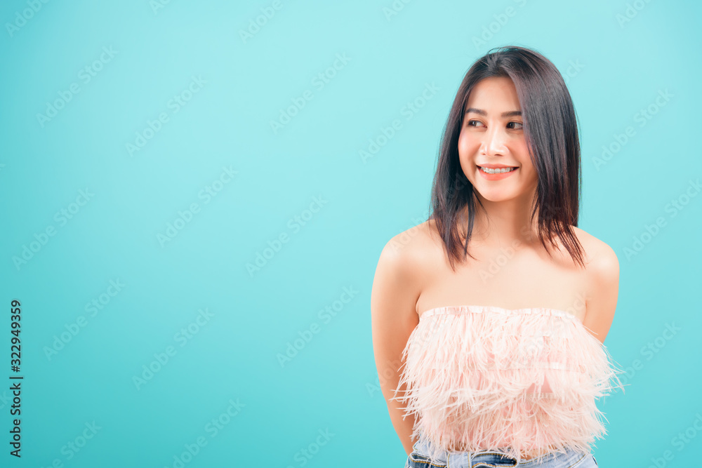 Portrait asian beautiful woman smiling her looking out Portrait asian beautiful woman smiling her looking out