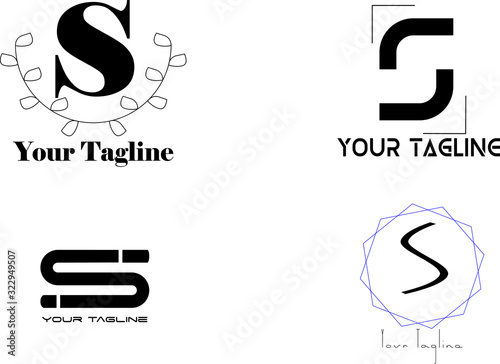 Set of four Letter S Logo. Stylish vector logo emblems for Your design