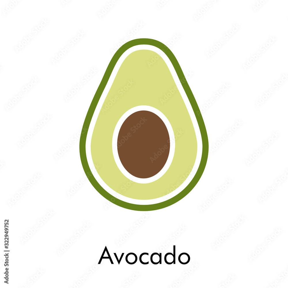 Icono plano medio aguacate en varios colores Stock Vector Adobe Stock