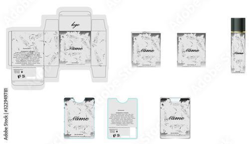 Packaging design, luxury perfume box,  pocket perfume and deo design template and mock up box. Illustration vector.