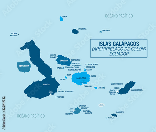 Galapagos Islands. Ecuador. Political vector map.
