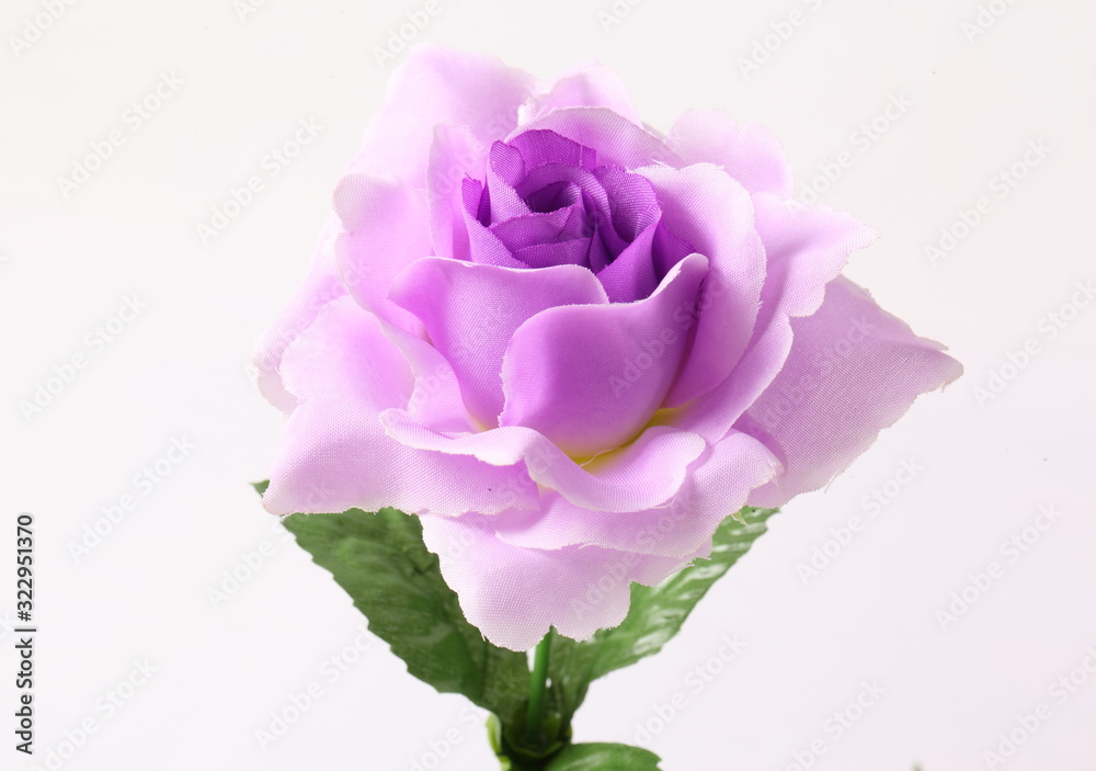 Artificial violet roses on white background Artificial violet roses on white background