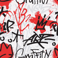 Handdoek met foto Graffiti patronen Rood zwarte graffiti spuitbus tags  © alexandertrou