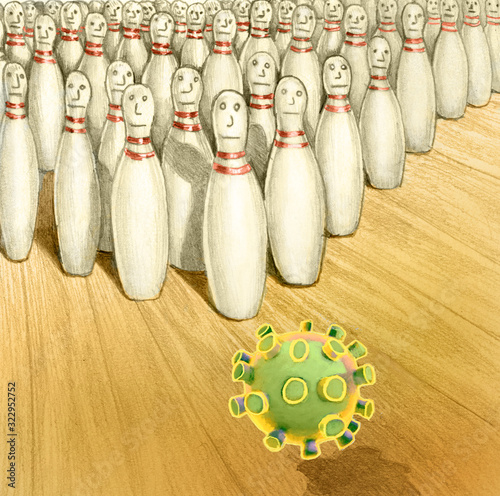 epidemic bowling covid concept of  infestion photo