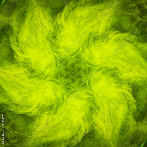 abstract freen fractal background . Fantasy smoke abstract on black background. .