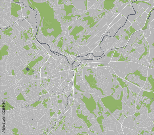 map of the city of Sheffield, South Yorkshire, Yorkshire and the Humber England, UK