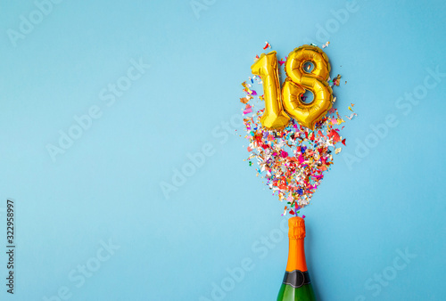 18th anniversary champagne bottle balloon pop photo