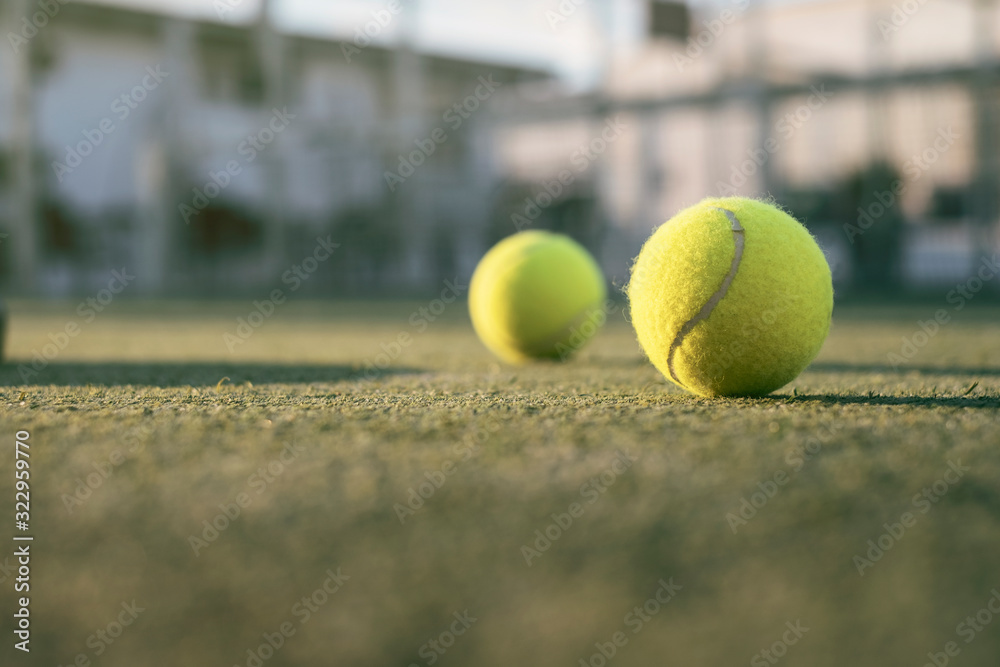 paddle tennis objects in court, outdoors balls
