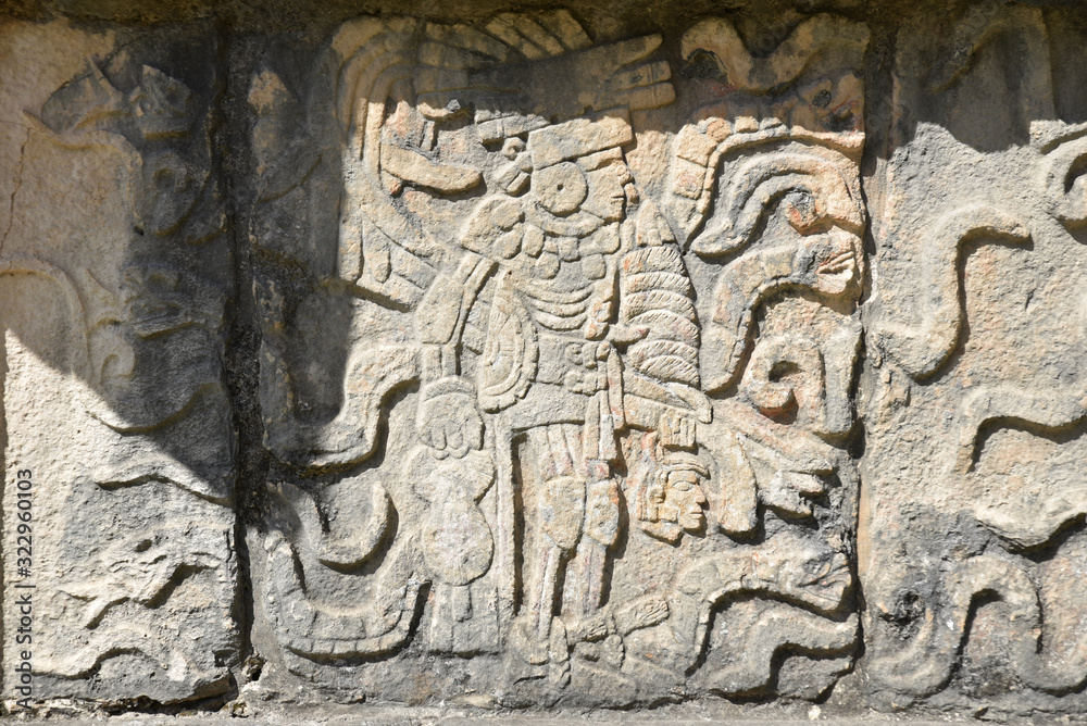 Bas-relief maya à Chichen Itza, Mexique