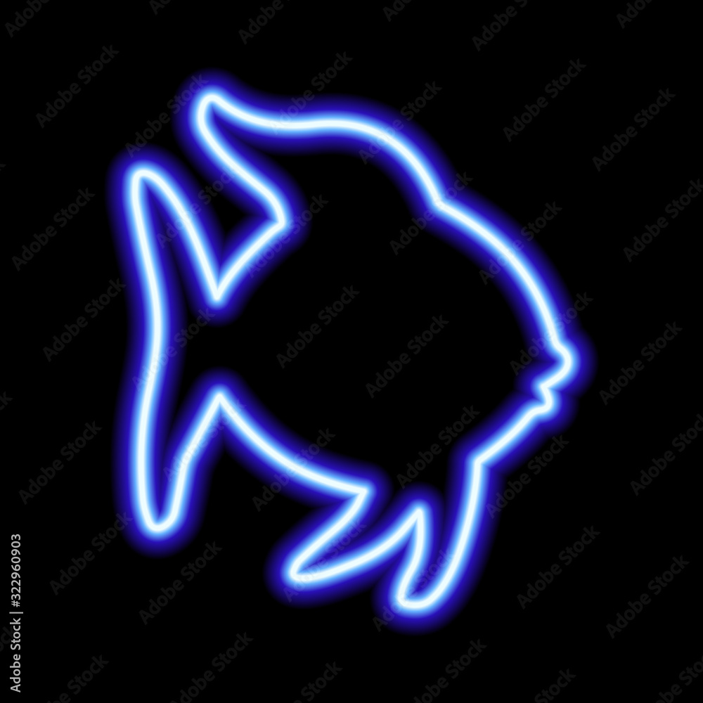 blue neon sign of fish on black background blue neon sign of fish on black background