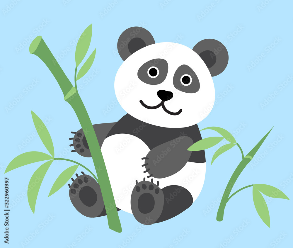 Cute panda sitting with branches of bamboo vector illustration Cute panda sitting with branches of bamboo vector illustration