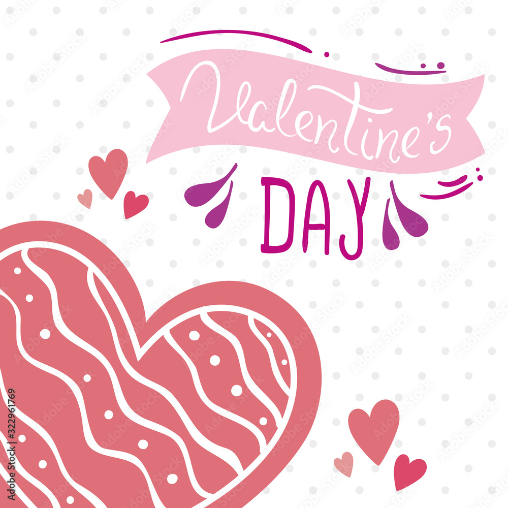 valentines day card with hearts decoration vector illustration design