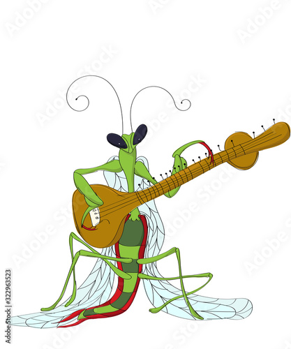 Praying Mantis playing sitar