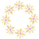 Colored vector illustration of floral frame. Rustic.