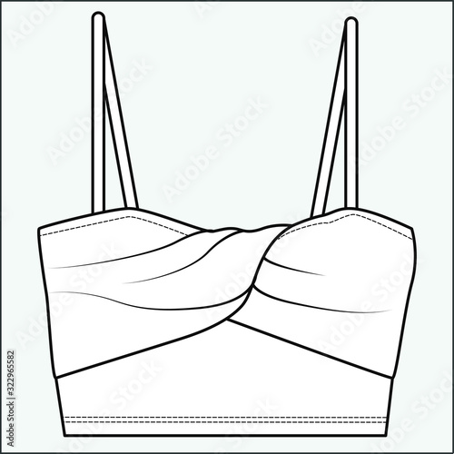 strappy top, women's apparel template, flat sketch