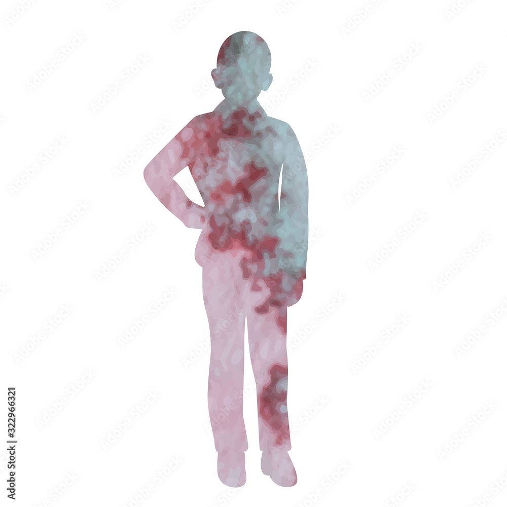 isolated, watercolor silhouette of a boy isolated, watercolor silhouette of a boy
