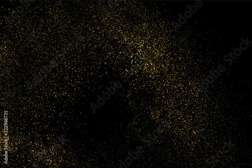 Gold Glitter Texture Isolated On Black. Amber Particles Color. Celebratory Background. Golden Explosion Of Confetti. Design Element. Digitally Generated Image. Vector Illustration, Eps 10.