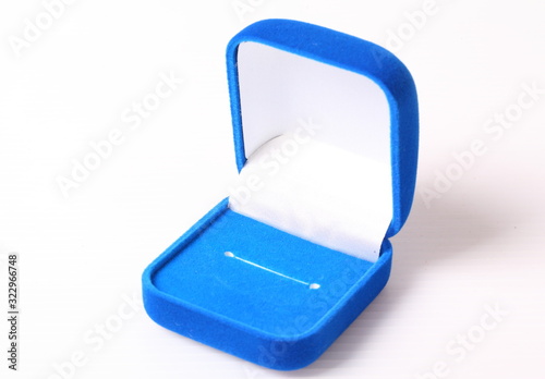 Jewelry blue box on isolated white background
