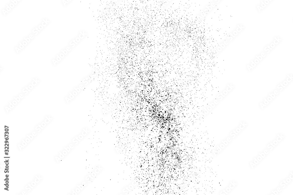 Fototapeta premium Black Grainy Texture Isolated On White Background. Dust Overlay. Dark Noise Granules. Digitally Generated Image. Vector Design Elements, Illustration, Eps 10.