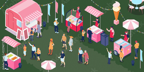 Isometric Ice Cream Illustration