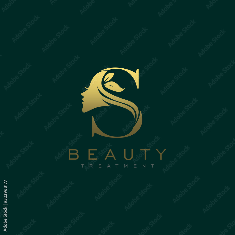 Vetor de Letter S Luxury Beauty Face Logo Design Vector do Stock ...