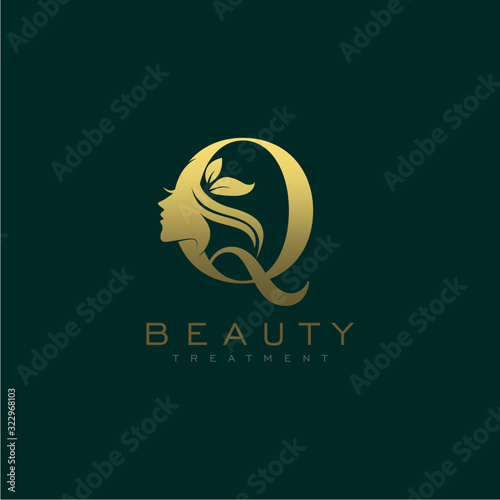 Letter Q Luxury Beauty Face Logo Design Vector