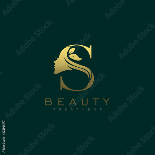 Letter S Luxury Beauty Face Logo Design Vector