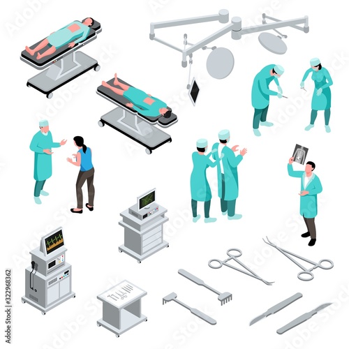 Isometric Surgeon Icons Collection