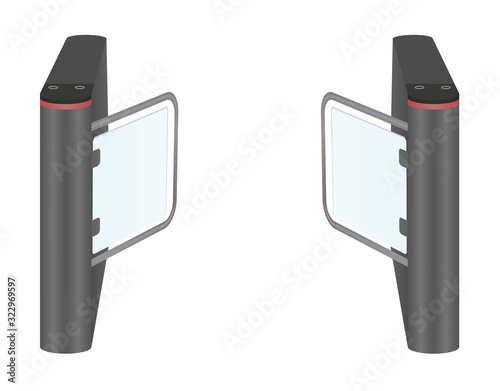Modern isolated swing barrier. vector illustration