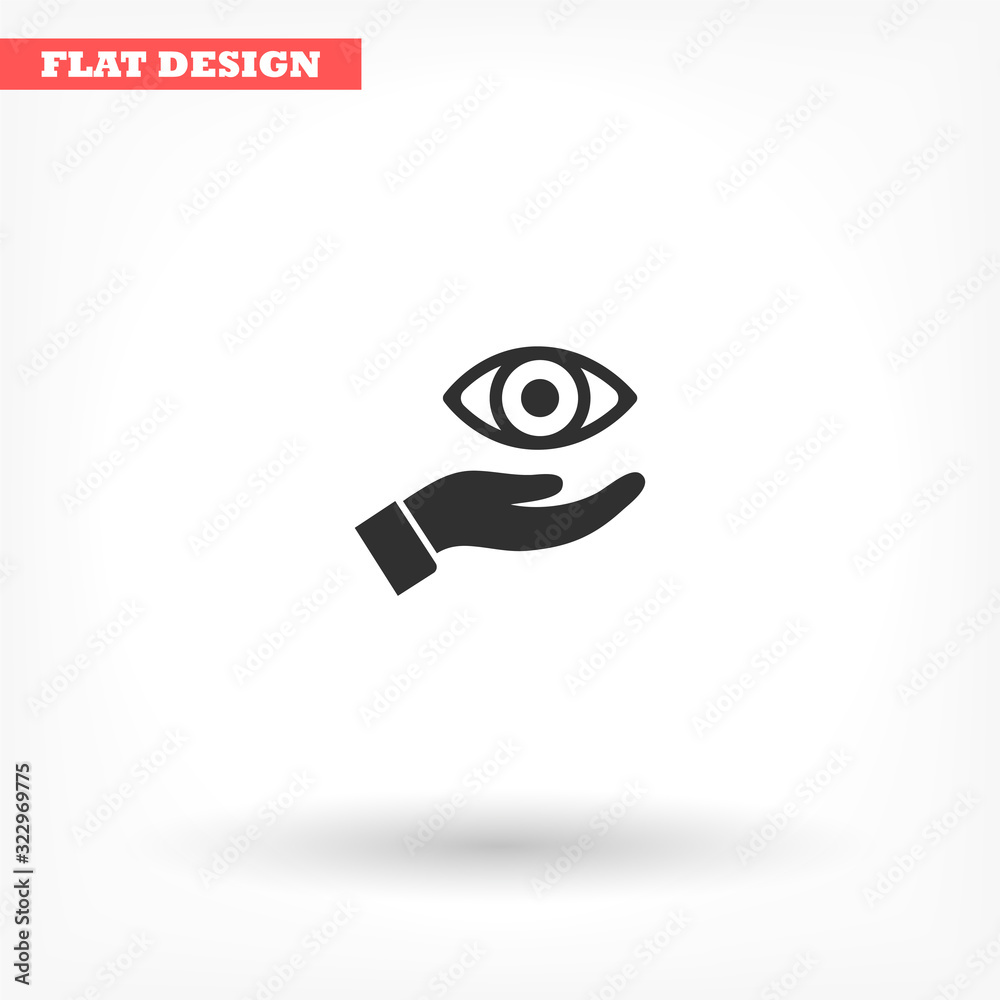 Naklejka premium the eye icon in the hand icon , lorem ipsum Flat design