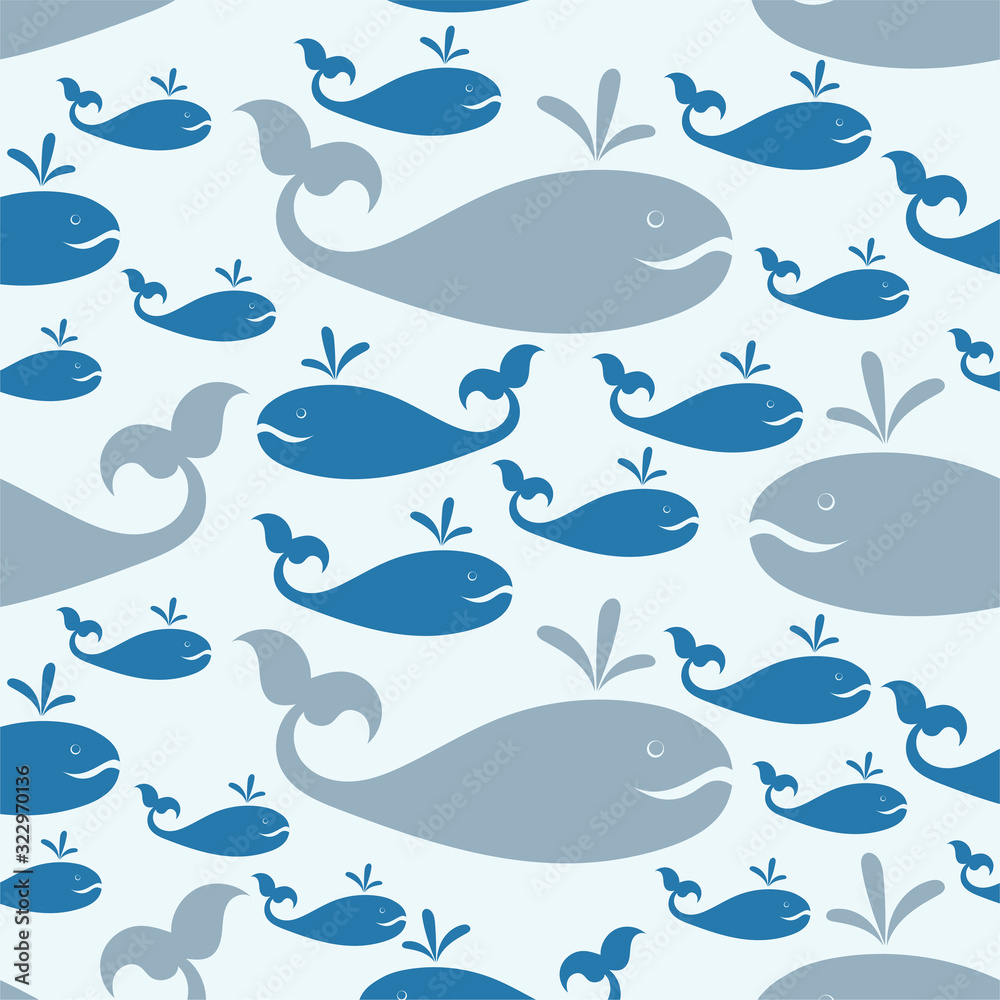 Whale Seamless pattern with fabulous fish. Vector image. Whale Seamless pattern with fabulous fish. Vector image.