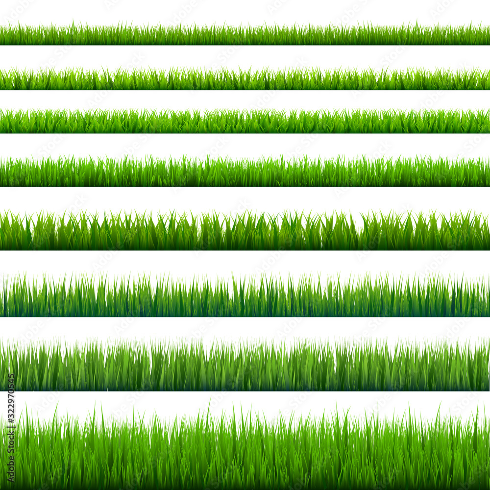 Fototapeta Grass borders collection. Green meadow nature background. Easter card design element. Vector illustration.