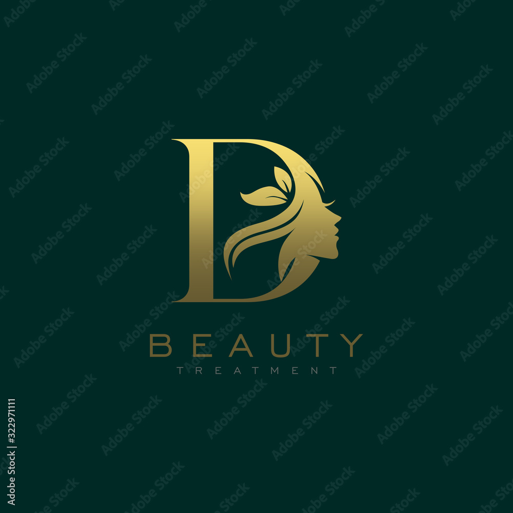 Letter D Luxury Beauty Face Logo Design Vector Stock Vector | Adobe Stock