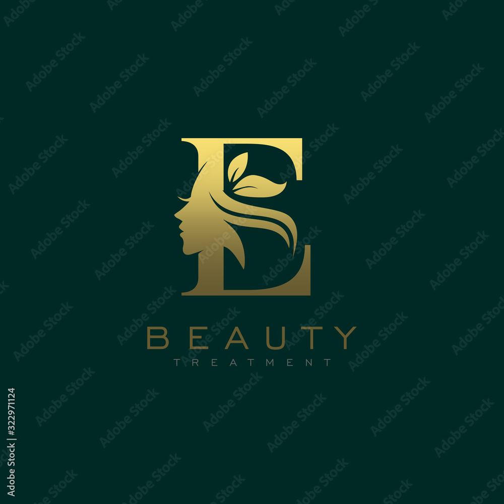 Letter E Luxury Beauty Face Logo Design Vector Stock Vector | Adobe Stock