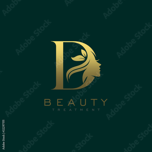 Letter D Luxury Beauty Face Logo Design Vector