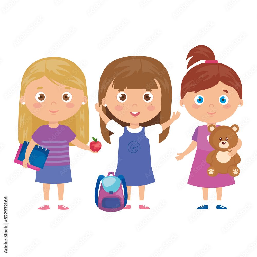 scene of girls standing on white background vector illustration design scene of girls standing on white background vector illustration design