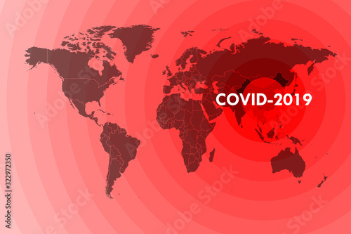 Illustration of the spread of a new coronavirus from China around the world