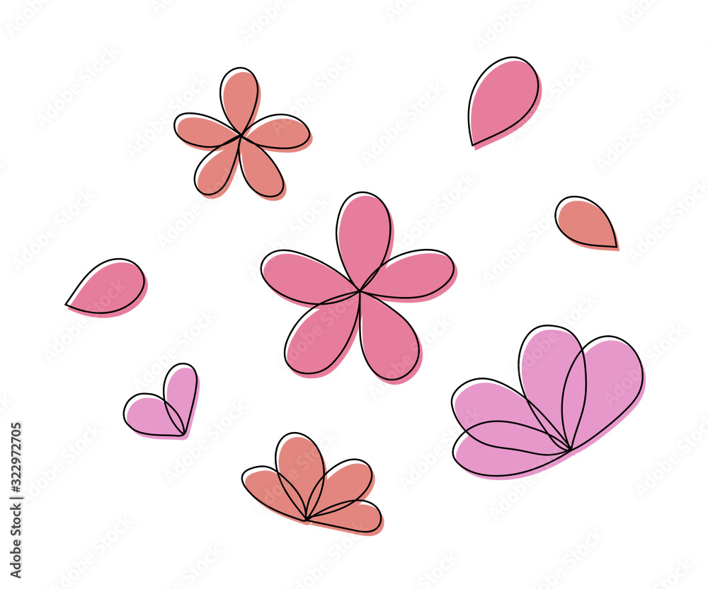 シンプルで繊細な花の線のイラスト 素材 さくら 梅 春 Stock Vektorgrafik Adobe Stock