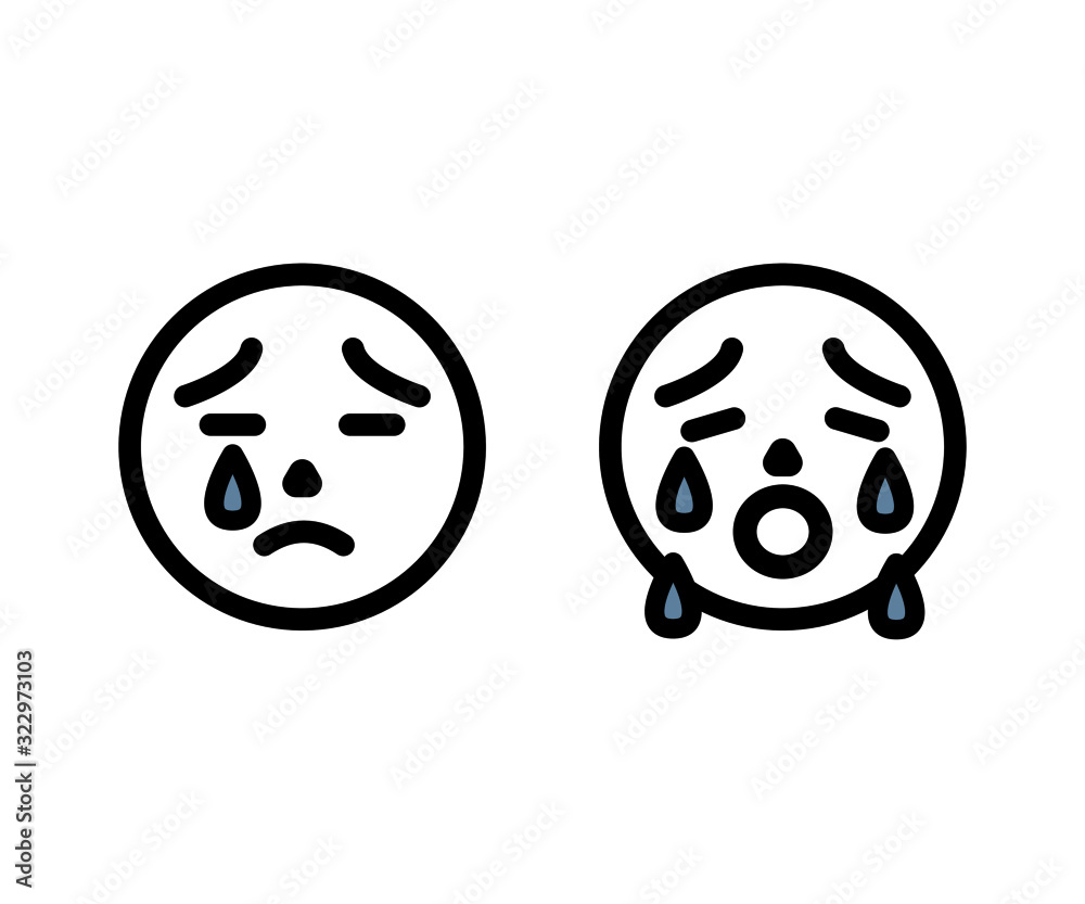 泣き顔の絵文字 顔 表情 イラスト Stock Vector Adobe Stock