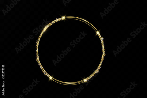 Golden ring.Vector luxury sparkling frame.Christmas decoration.