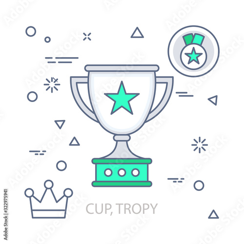 Cup, Trophy vector illustration flat design concept. EPS 10 File