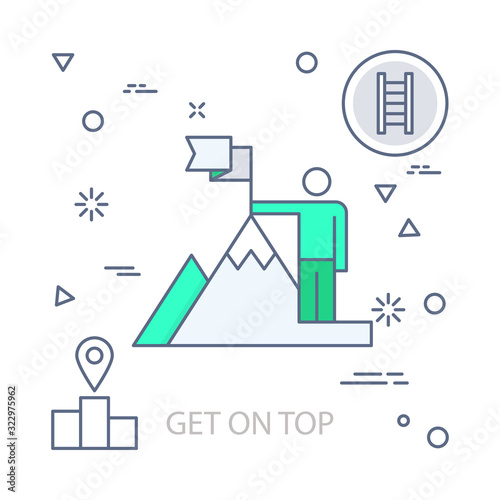 Get On Top vector illustration flat design concept. EPS 10 File