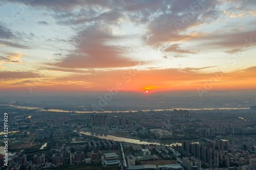 Aerial photo of Huayang Lake Wetland Park, Dongguan, Guangdong Province, China