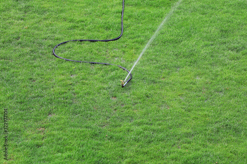 Sprinkler irrigation facilities in the lawn